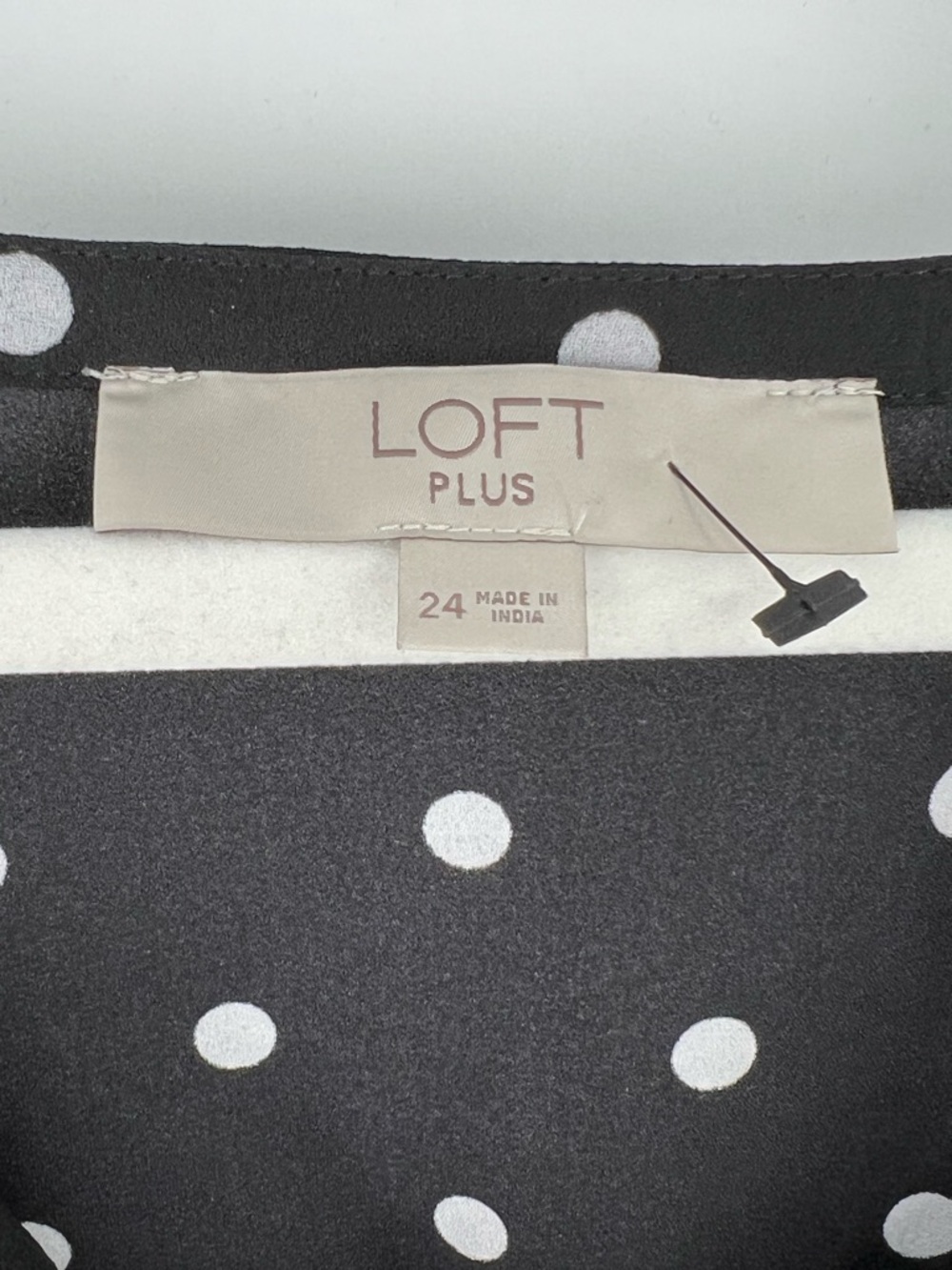 LOFT Black Polka Dot V-Neck Peplum Tunic - Picture 2 of 7